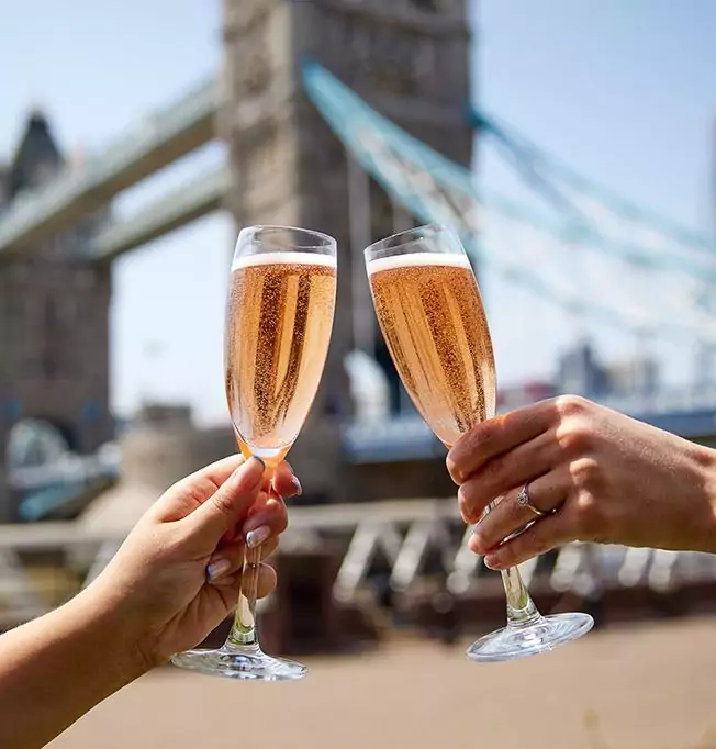 Champagne with Tower Bridge in the background - The Tower Hotel
