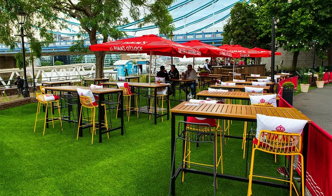 The Lawn bar at The Tower hotel in London