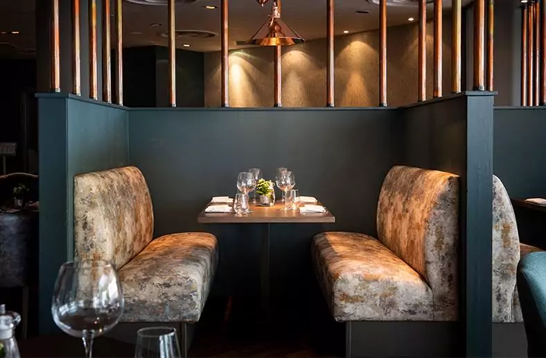 Booth in The Vicinity Restaurant - The Tower Hotel